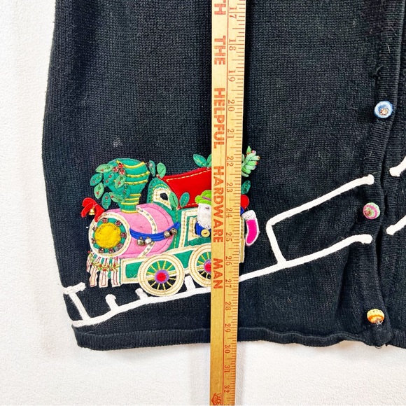Vtg. Quacker Factory Christmas Cardigan Sweater 3X Knit 3D Embroidered Bauble - Picture 9 of 12